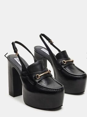 Steve Madden QUINN Black Platform Slingback Loafers